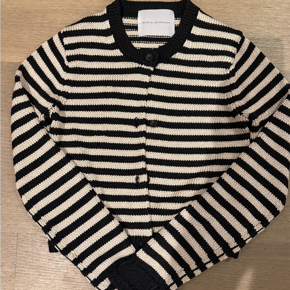 Maria McManus Striped Black and White Cardigan